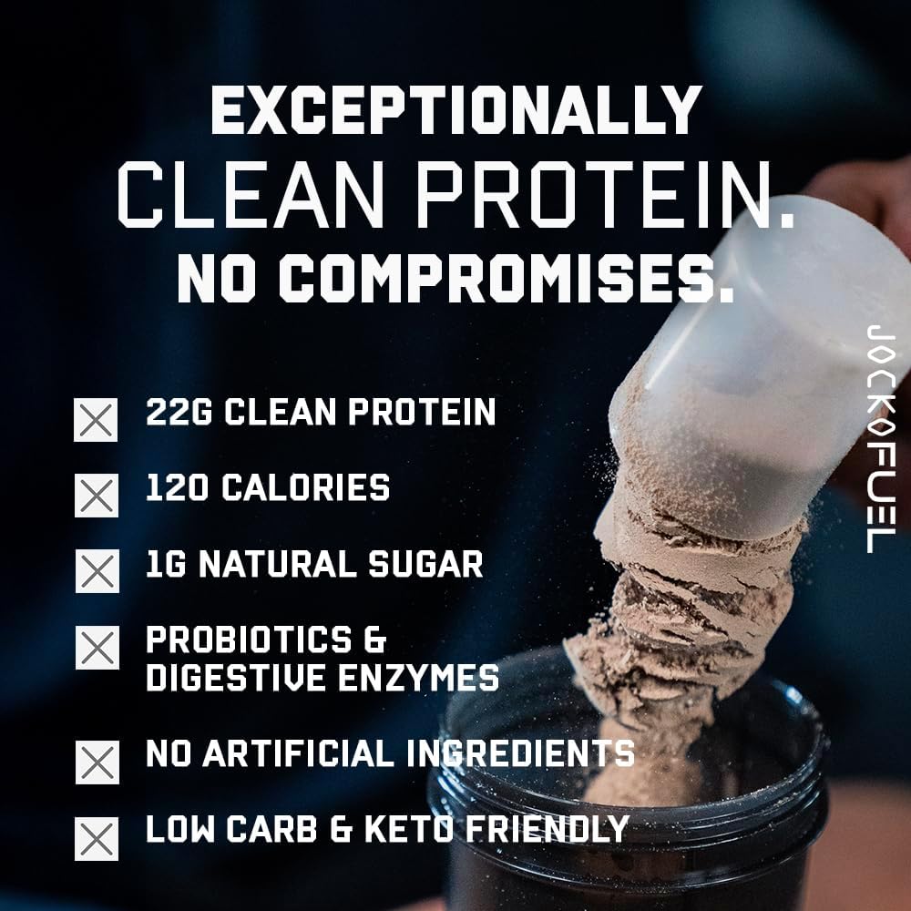 Jocko Fuel Mölk Whey Protein Powder - Keto, Probiotics, Digestive Enzymes, Amino Acids, Low Sugar Monk Fruit Blend - Supports Muscle Recovery & Growth (24 Servings, Cookies & Cream)