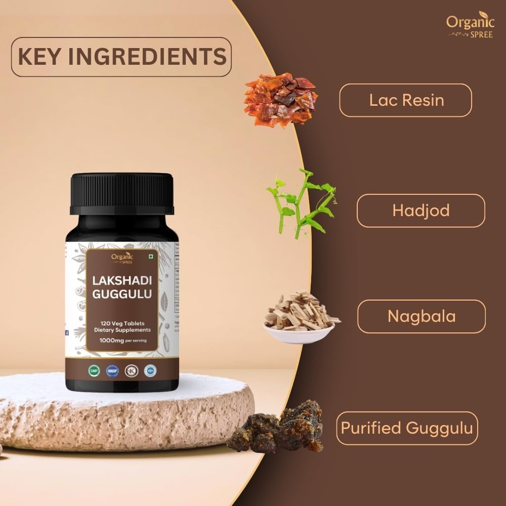Lakshadi Guggulu 120 Tablets - Bone and Joint Support with hadjod, arjuna and guggulu* - Ayurvedic Formulation - Certified and Vegetarian (3)