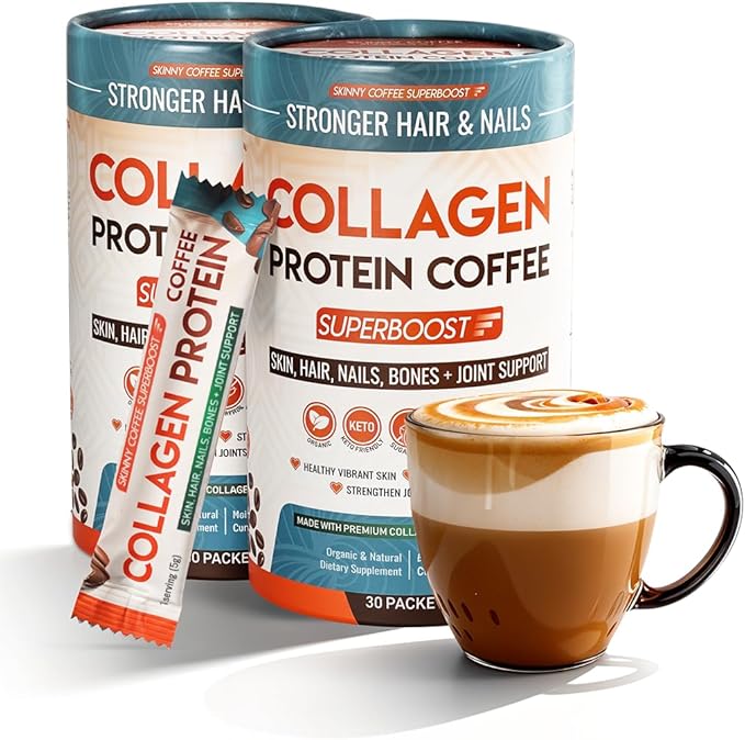 Collagen Peptides Coffee Powder for Weight Loss – Supports Digestion, Bloating, Energy & Focus, Fat Burning, Joint, Skin, Hair & Nails – High-Protein for Women & Men (60 Servings)
