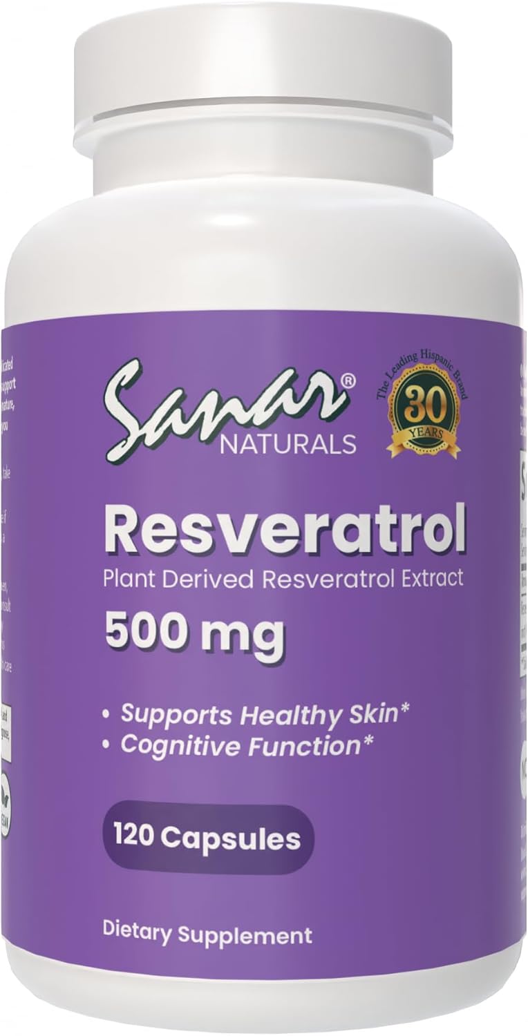 Resveratrol Supplement 500 mg – Supports Healthy Aging, Cognitive Function, and Heart Health - Plant Based Trans Resveratrol - Vegan, Non-GMO, 120 Capsules