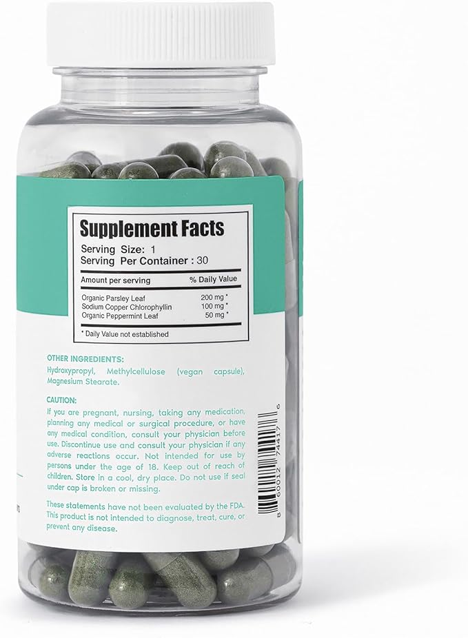 Her Fantasy Box | Body Magic | Chlorophyll Capsules - 30 Vegan Capsules for Detox, Digestion, Gut Health, Skin Support, and Oily Skin - Natural Energy Booster