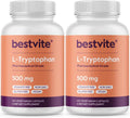 BESTVITE L-Tryptophan 500mg per Capsule (240 Vegetarian Capsules) (2-Pack) - No Stearates - No Silica - No Gelatin - Vegan - Gluten Free - Non GMO