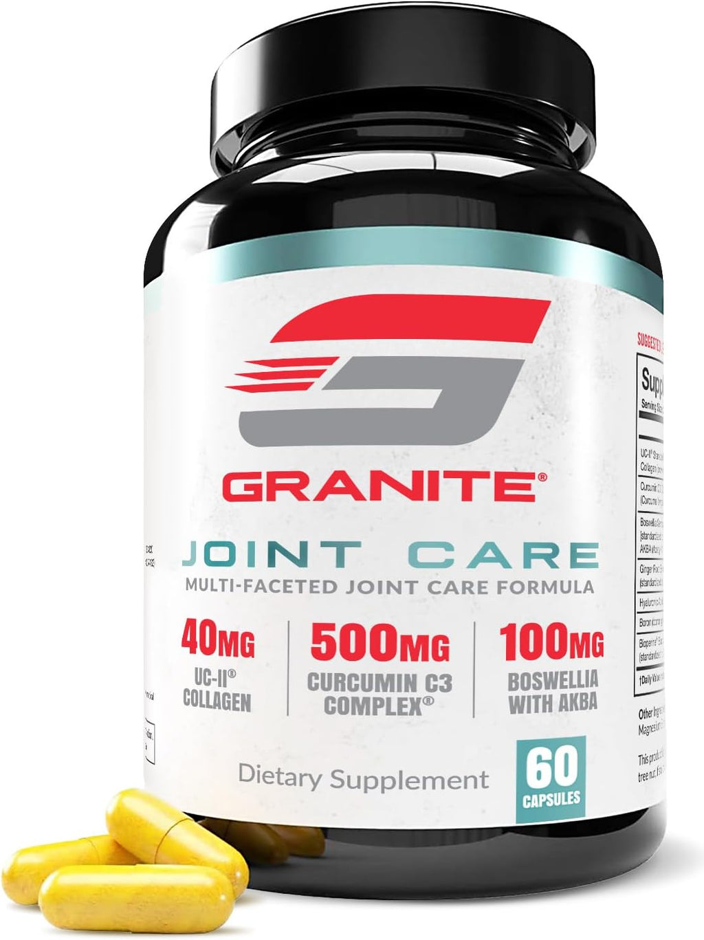 Granite Joint Care: Premium UC-II Collagen, Turmeric Curcumin C3, AKBA Boswellia + More - All-in-One Support for Joint Mobility, Comfort & Strength (60ct)