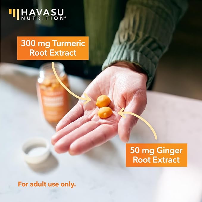 Turmeric Gummies with Ginger Root Extract - Digestive Health and Immune Support Supplement for Overall Wellness - 60 Count - Vegan, Non-GMO Curcumin Vitamin - Peach Flavor, 1 Month Supply