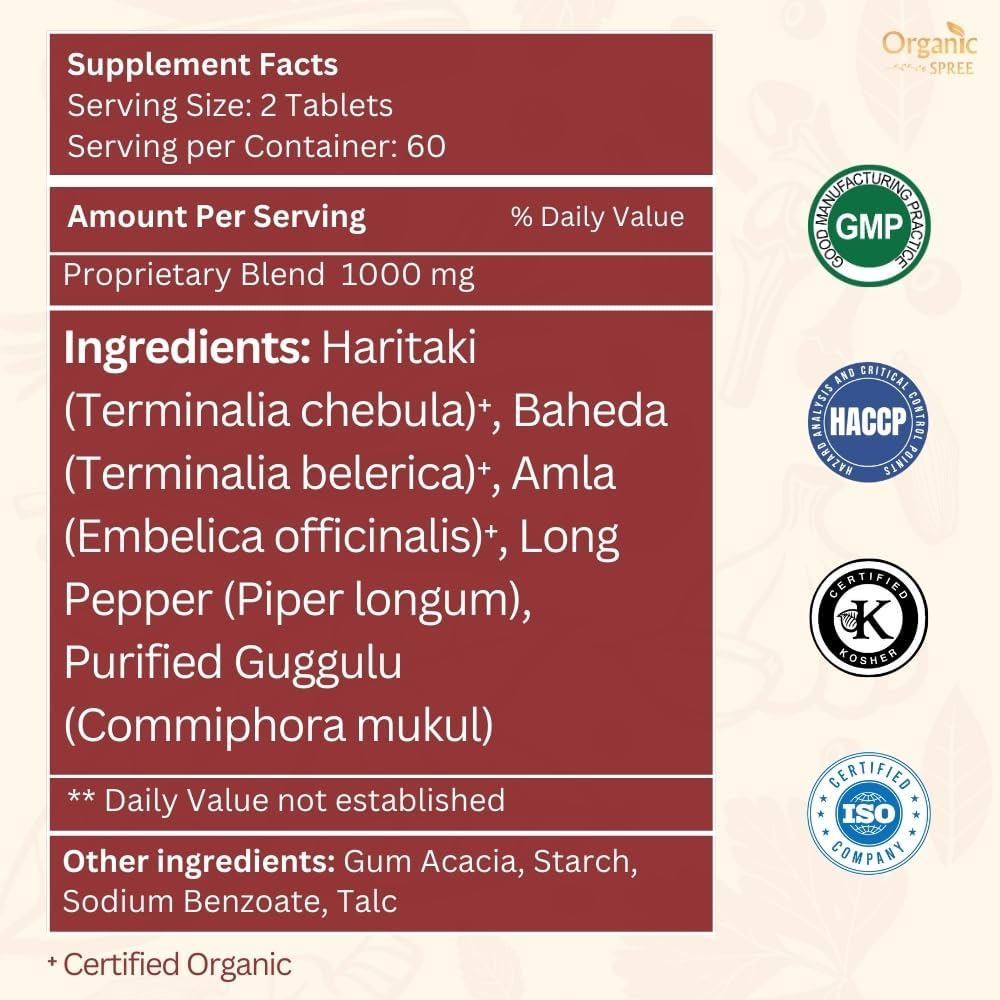 Triphala Guggulu 120 Tablets - Supports Gut Health and Digestive Support* - Ayurvedic Formulation - Certified and Vegetarian (3)