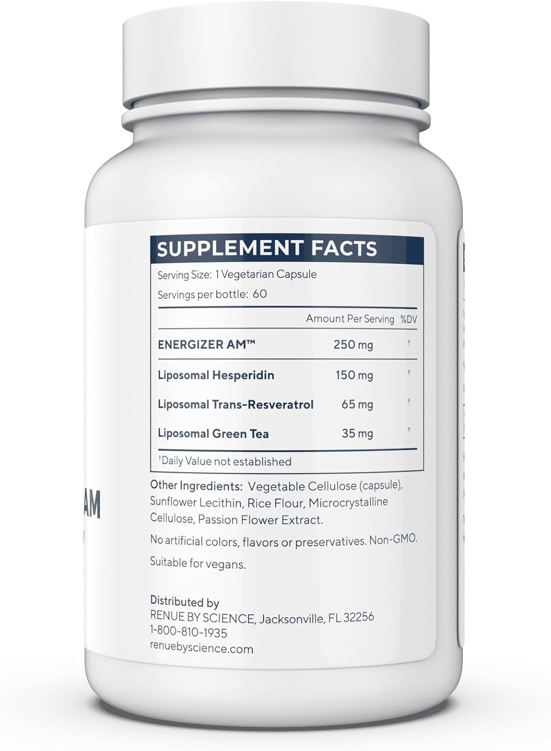Energizer AM | Liposomal Resveratrol Hesperidin & Green Tea Supplement | 60 Capsules with Trans Resveratrol (65mg) Hesperidin (150mg) Green Tea Extract (35mg) - Non-GMO | Made in USA