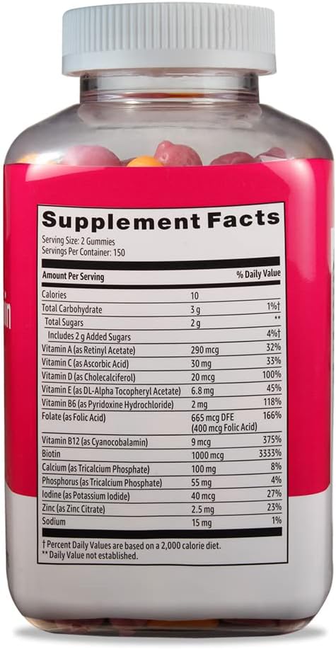 Amazon Basics Women's Multivitamin, 300 Gummies (150 Servings) (Previously Solimo)