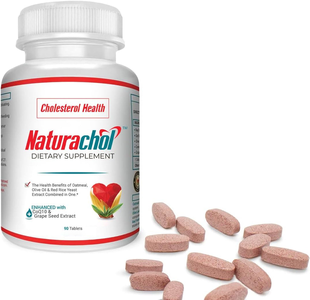 Advanced Cholesterol Support Formula | 90 Vegan Tablets | Red Yeast Rice Extract, Olive Oil, Oatmeal, CoQ10, Grape Seed Extract