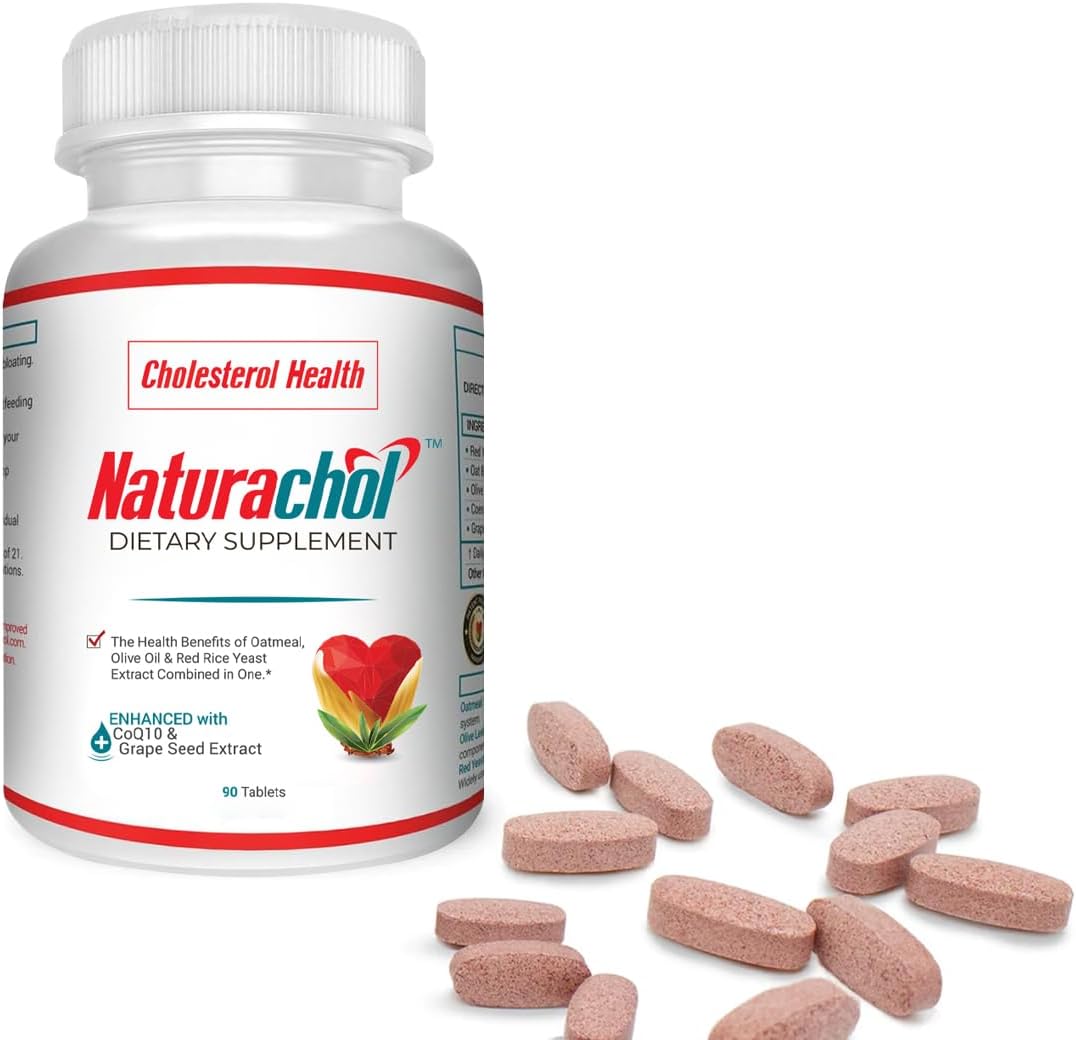 Advanced Cholesterol Support Formula | 90 Vegan Tablets | Red Yeast Rice Extract, Olive Oil, Oatmeal, CoQ10, Grape Seed Extract