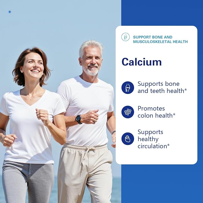 Calcium Magnesium Supplement, Daily Supplement for Bone and Immune Health, with Vitamin D, 1000mg Calcium, 500mg Magnesium, Gluten -Free, 120 Capsules