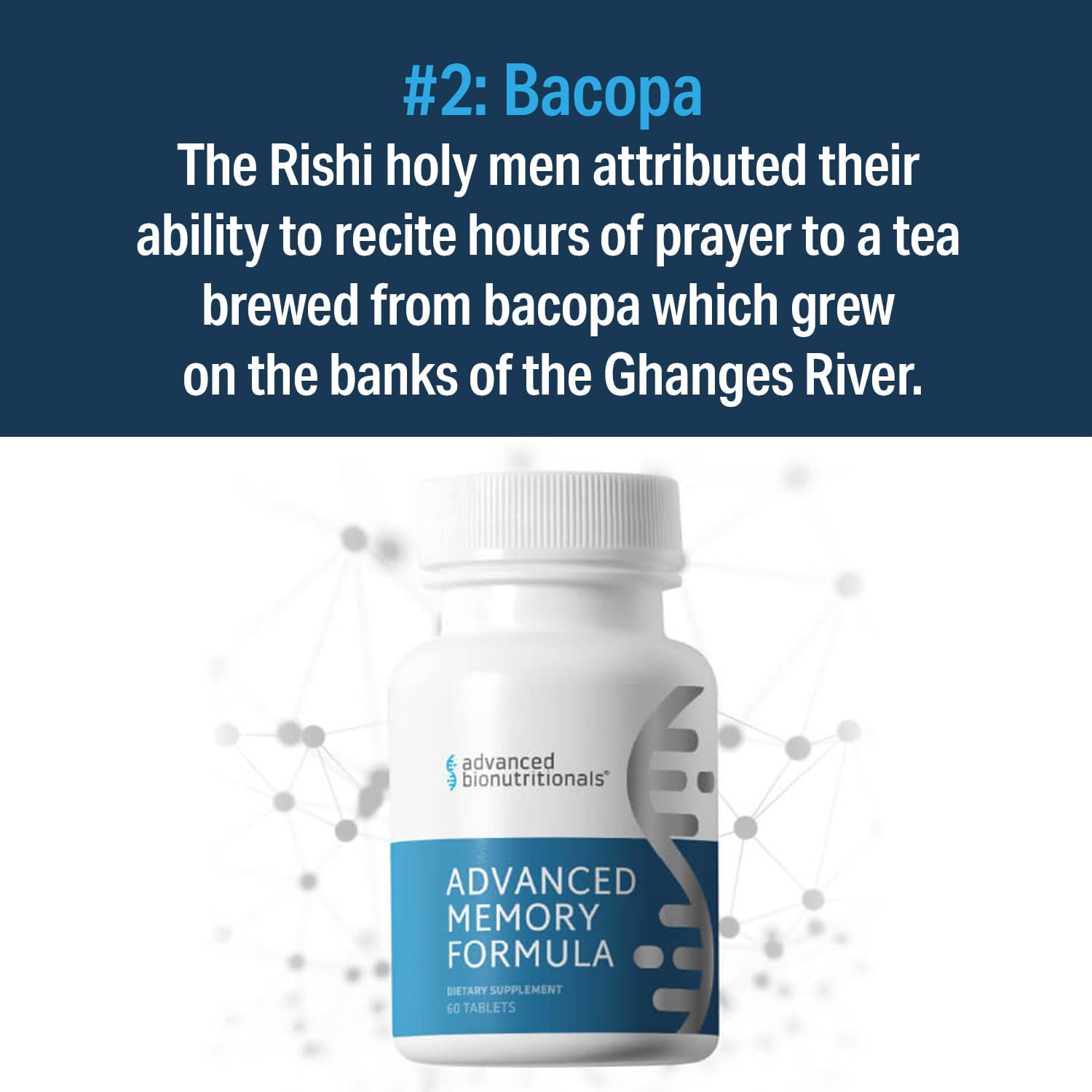 Advanced Bionutritionals Advanced Memory Formula, Brain Booster Supplement for Memory and Focus, Acetylcholine, Alpha-GPC, NeuroFactor, Manufactured in The USA, 60 Tablets
