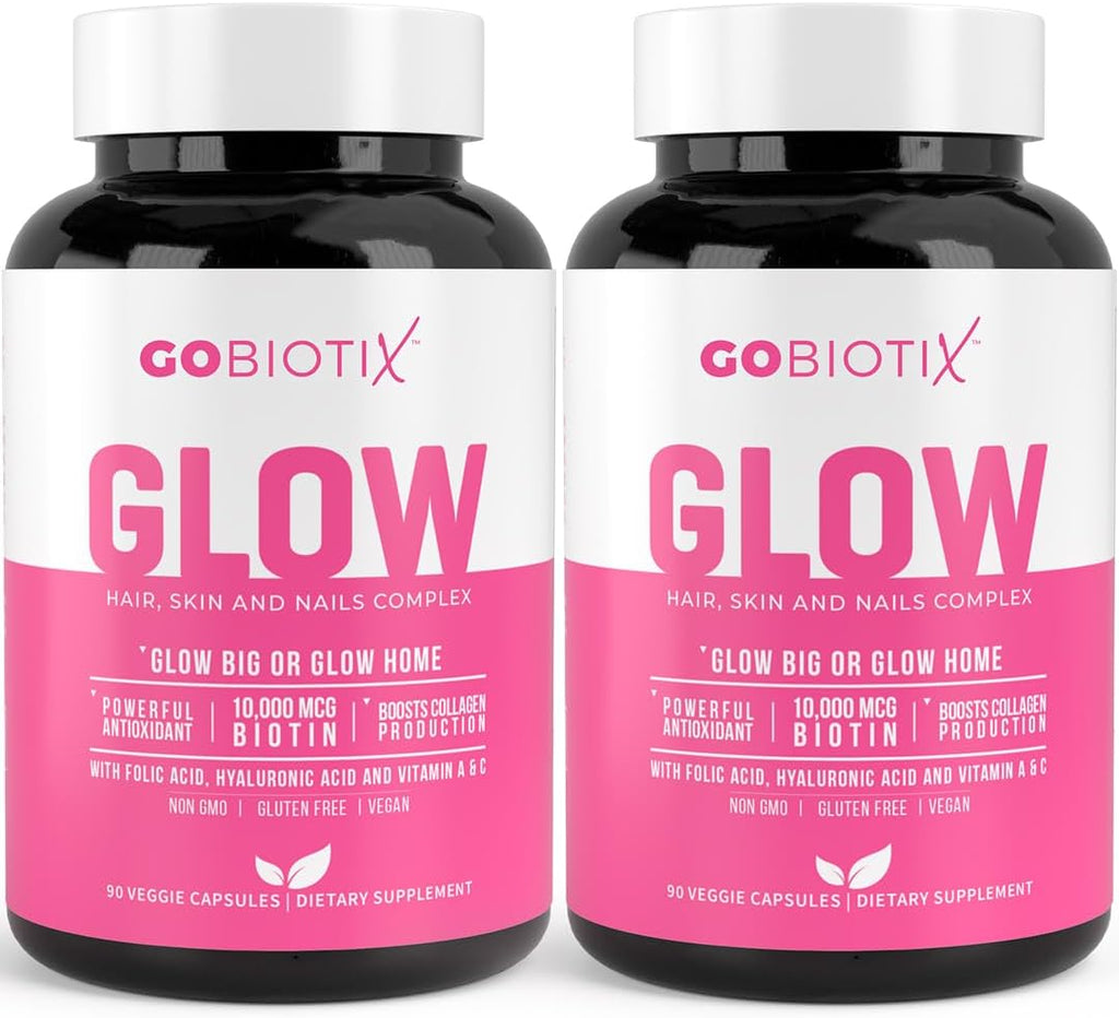 GOBIOTIX Hair Skin and Nails Vitamin Supplement - 10000mcg Biotin Pills with Hyaluronic Acid, Folate, Iron, Magnesium, and Zinc - Collagen Production, Hair Growth - 60 Servings