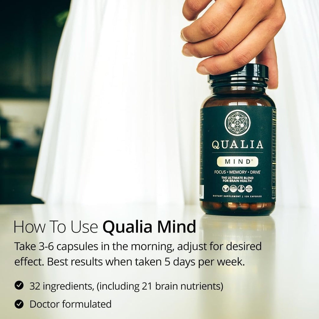 QUALIA MIND | The Ultimate Blend For Brain Health* | Doctor-Formulated Nootropic To Fuel Focus & Concentration* | Supports Long Term Brain Health| Maintain Drive & Productivity | 6 Week Supply