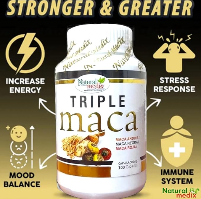 Premium Triple Maca Black, Red, and Yellow Maca– Vitality & Endurance Support – 100% Natural Supplement