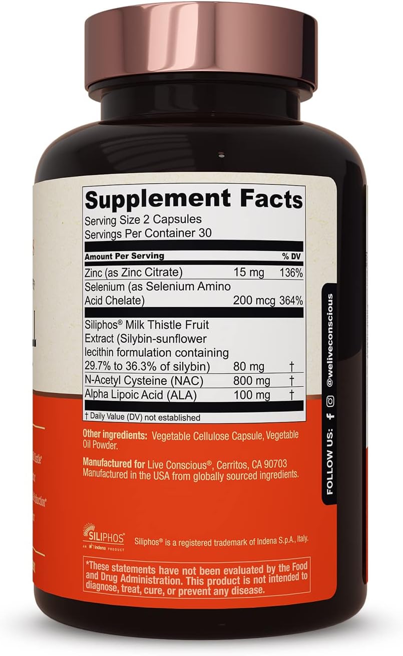 LiverWell Liver Cleanse, Rejuvenation, Metabolic Support - Liver Supplement for Liver Health w/Highly Bioavailable Milk Thistle Extract, N-Acetyl Cysteine, Alpha Lipoic Acid, Zinc, Selenium - 2 Pack
