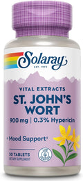 SOLARAY St John's Wort 900 mg, Once Daily Mood Support Supplement, Standardized to 0.3% Hypericin for Brain Health Support and a Balanced Mood, 60-Day Money Back Guarantee | 30 Servings | 30 Tablets