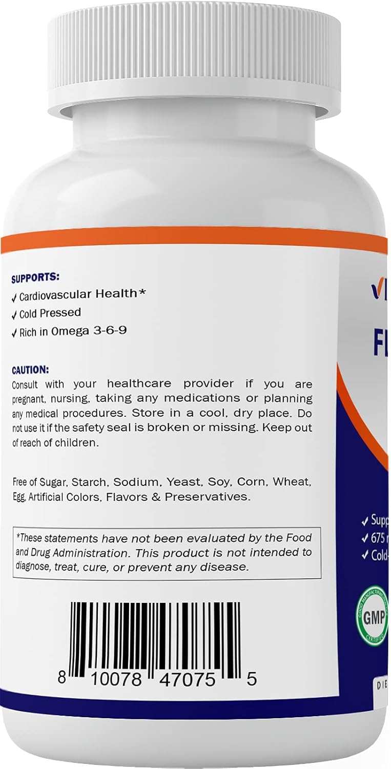Vitamatic 2 Pack Flaxseed Oil 1200mg 120 from Cold Pressed Flax Seed - 675 mg of ALA Omega 3 Fatty Acids for Improving Heart Health