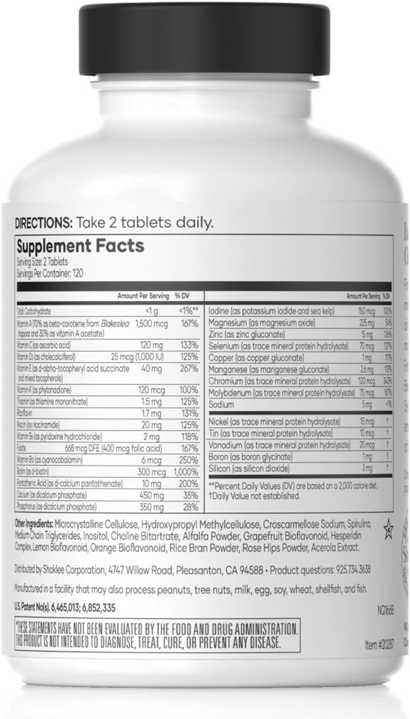 Shaklee - Vita-Lea® Men High Potency Multivitamin and Multimineral - Supports Heart, Immune, Bone, and Joint Health - Formulated for Men's Unique Needs - Includes Vitamin C, D, and E - 240 Tablets