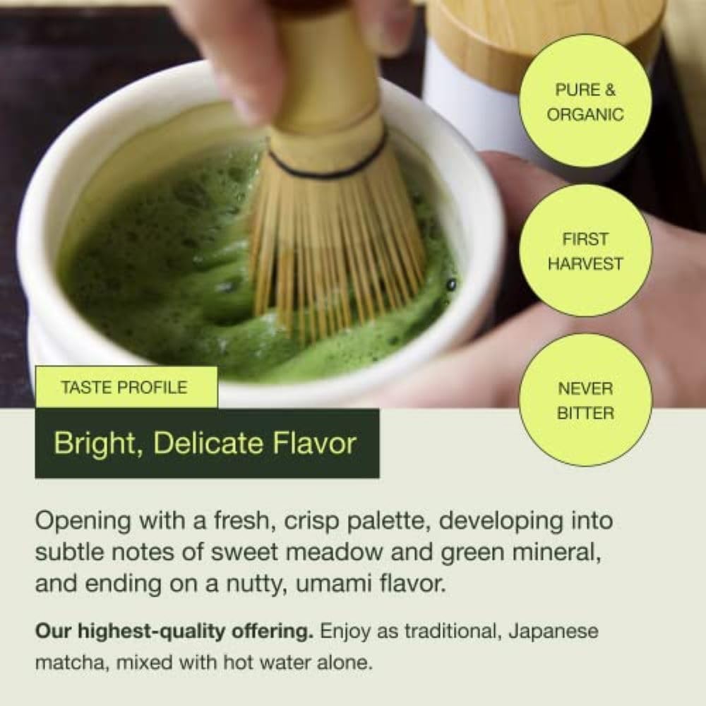 Encha Ceremonial Grade Organic Matcha Powder - First Harvest Organic Japanese Matcha Green Tea, From Uji, Japan (Organic Ceremonial, 1 Pound (17.6oz))
