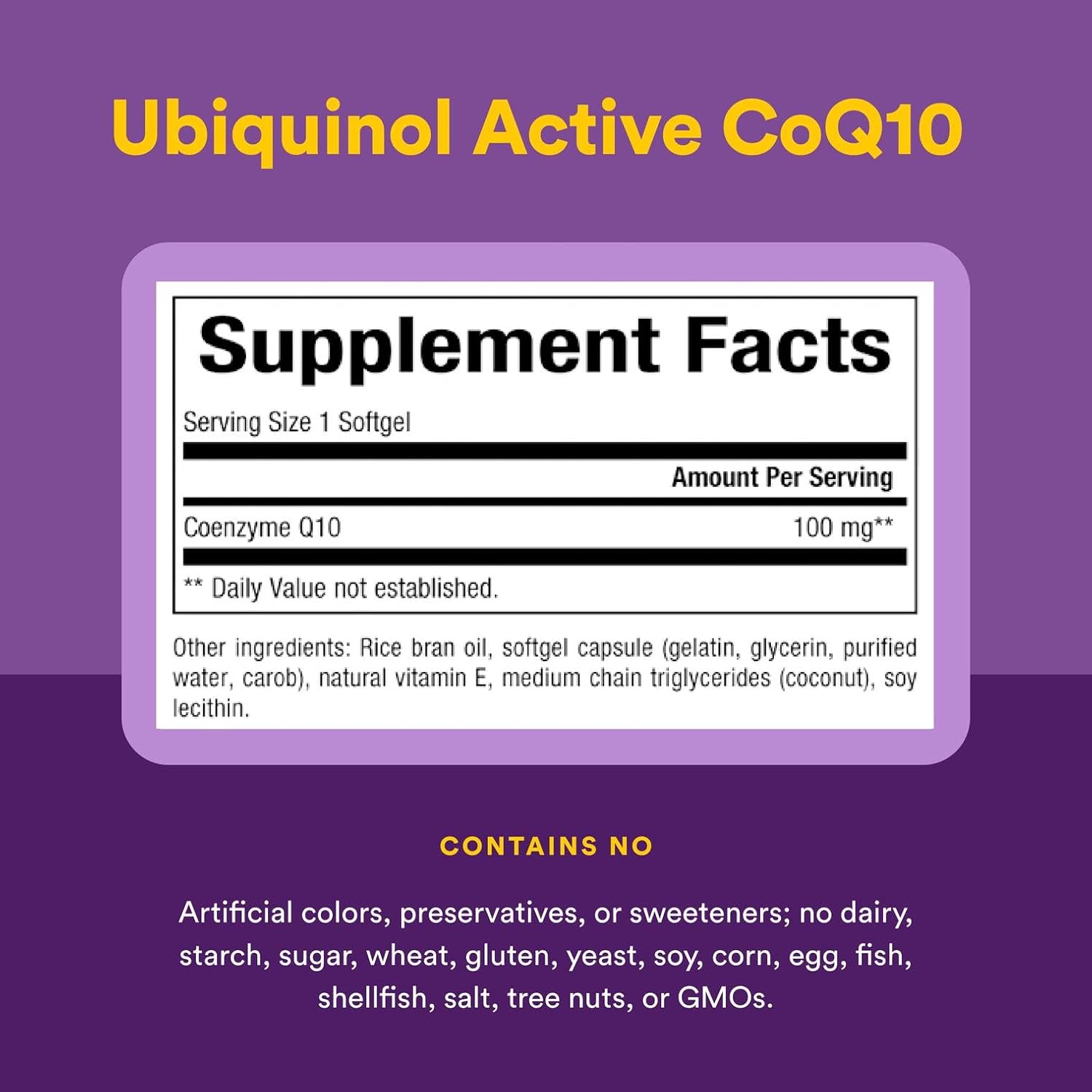 Natural Factors Coenzyme Q10 100 mg, Natural Coenzyme Q10 Supplement for Energy, Heart and Cognitive Support, 240 Softgels