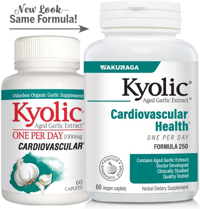 Kyolic Aged Garlic Extract Formula 250, Cardiovascular Health, One Per Day, 60 Vegan Caplets