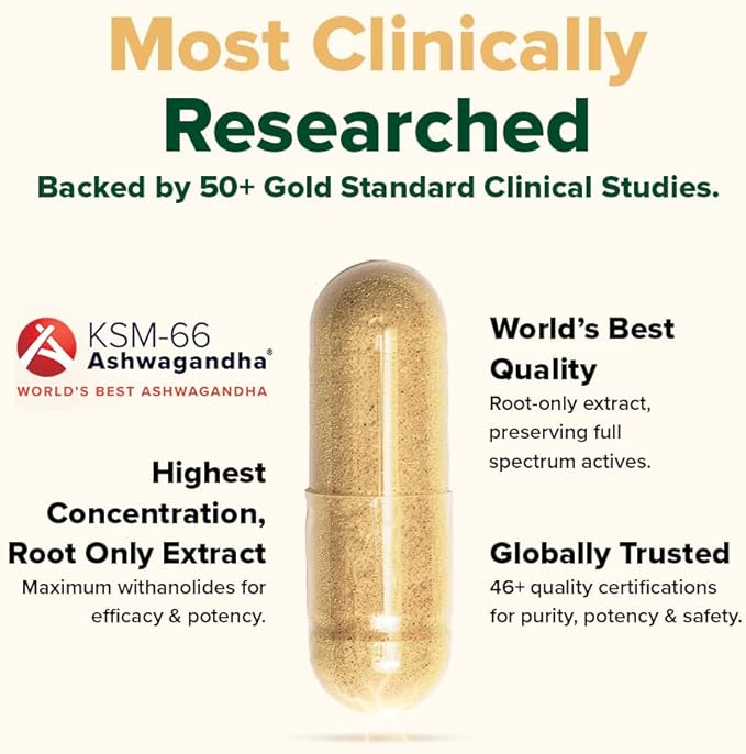 VAHDAM Ashwagandha Supplement 1800mg with Ashwagandha Root Extract and L-Theanine | Support Stress Relief, Mood and Sleep | 90 Capsules