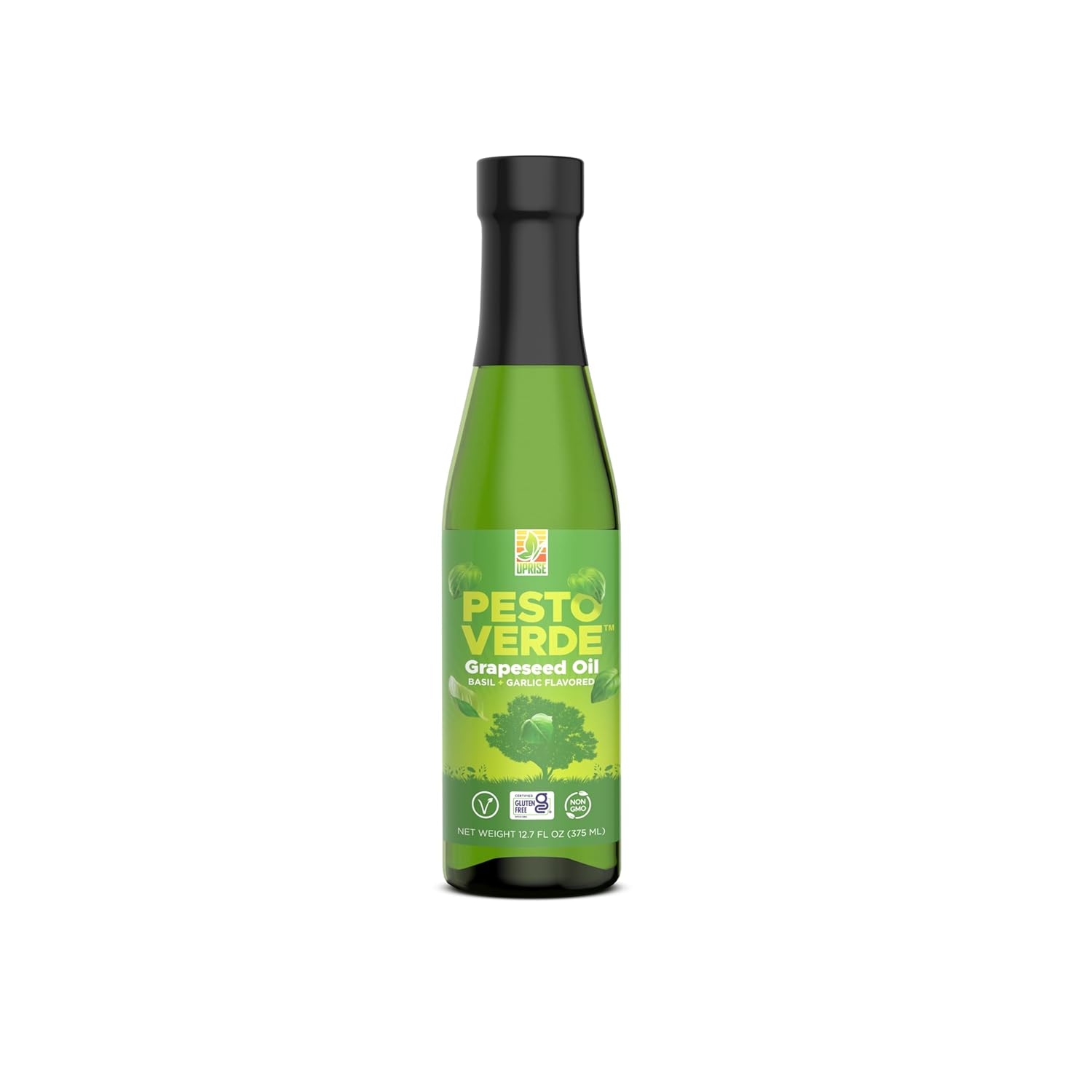 Pesto Verde Grapeseed Oil – 12.7 oz Glass Bottle | Pesto Flavored Basil Oil for Pasta, Roasting, and Vegetables | High Smoke Point | Plant-Based, Non-GMO, Gluten-Free, Heart-Healthy Cooking Support