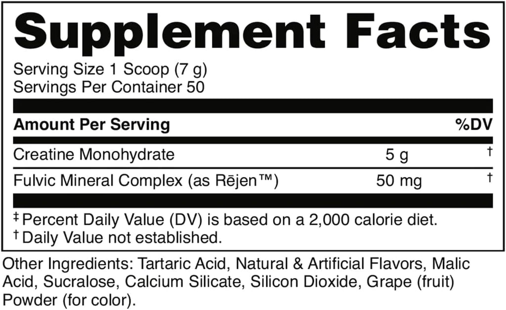 Bucked Up Grape Apple Creatine for Women and Men - Easy to Mix Vegetarian - Flavored Creatine Monohydrate Powder - Made in USA - 5G Per Serving - 50 Servings - 250 Grams Per Container