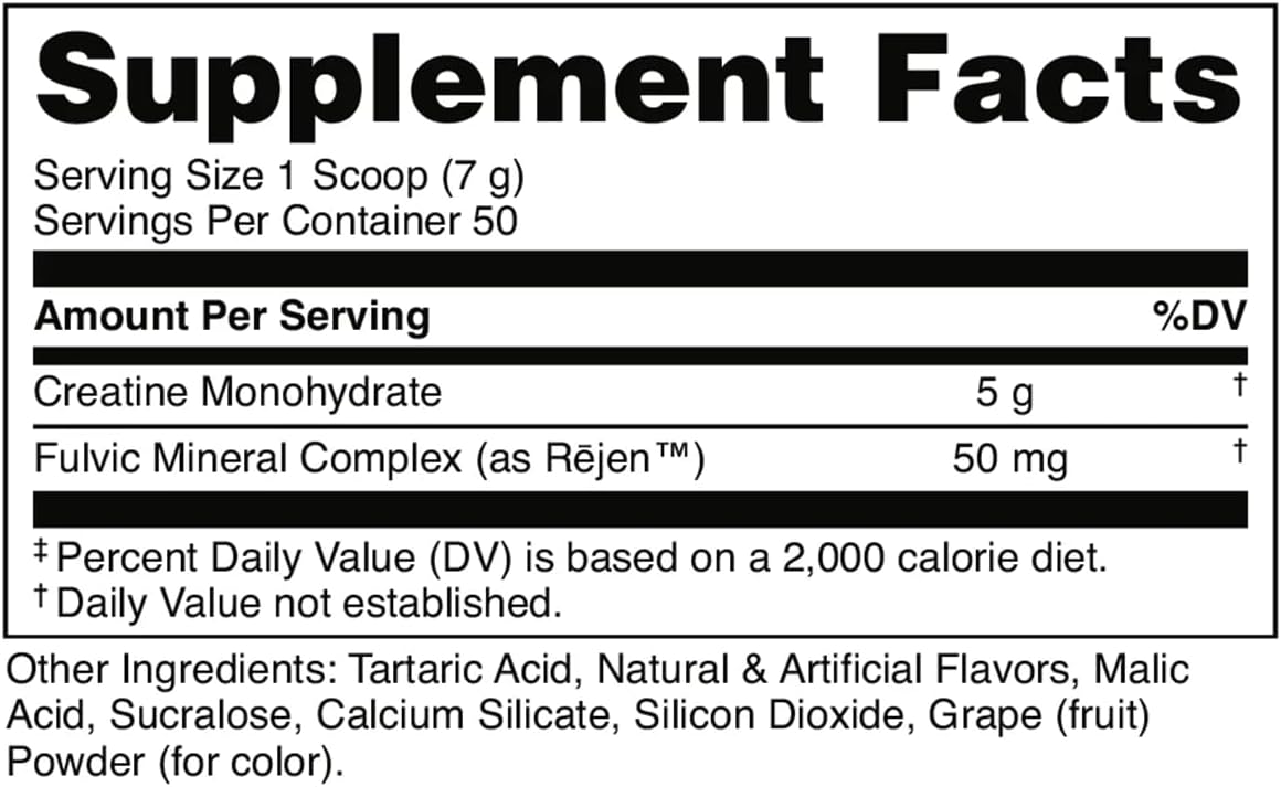 Bucked Up Grape Apple Creatine for Women and Men - Easy to Mix Vegetarian - Flavored Creatine Monohydrate Powder - Made in USA - 5G Per Serving - 50 Servings - 250 Grams Per Container