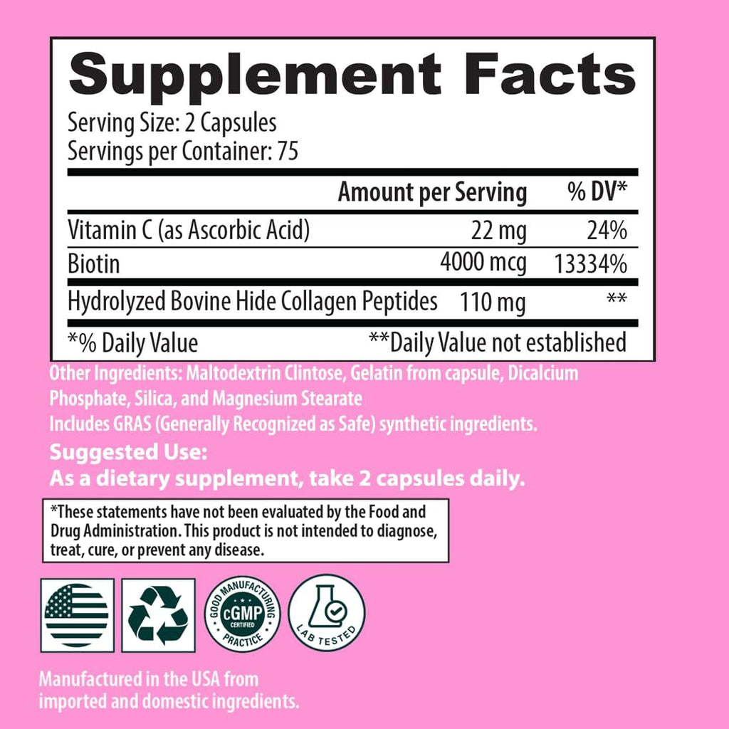 Sanar Naturals Collagen Pills with Biotin, Vitamin C - Supports Healthy Hair, Skin and Nails - Boost Hair Growth & Strong Nails - Collagen Biotin Supplement, 150 Capsules