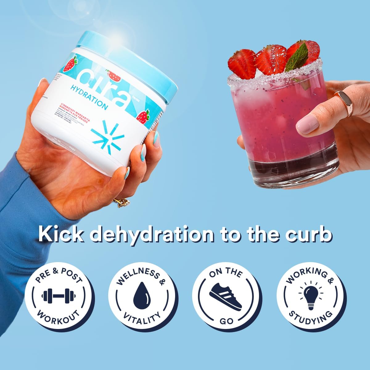 Cira Hydration Powder (45 Servings) - Electrolyte Drink Mix with Himalayan Salt for Dehydration Relief and Recovery - Strawberry Margarita