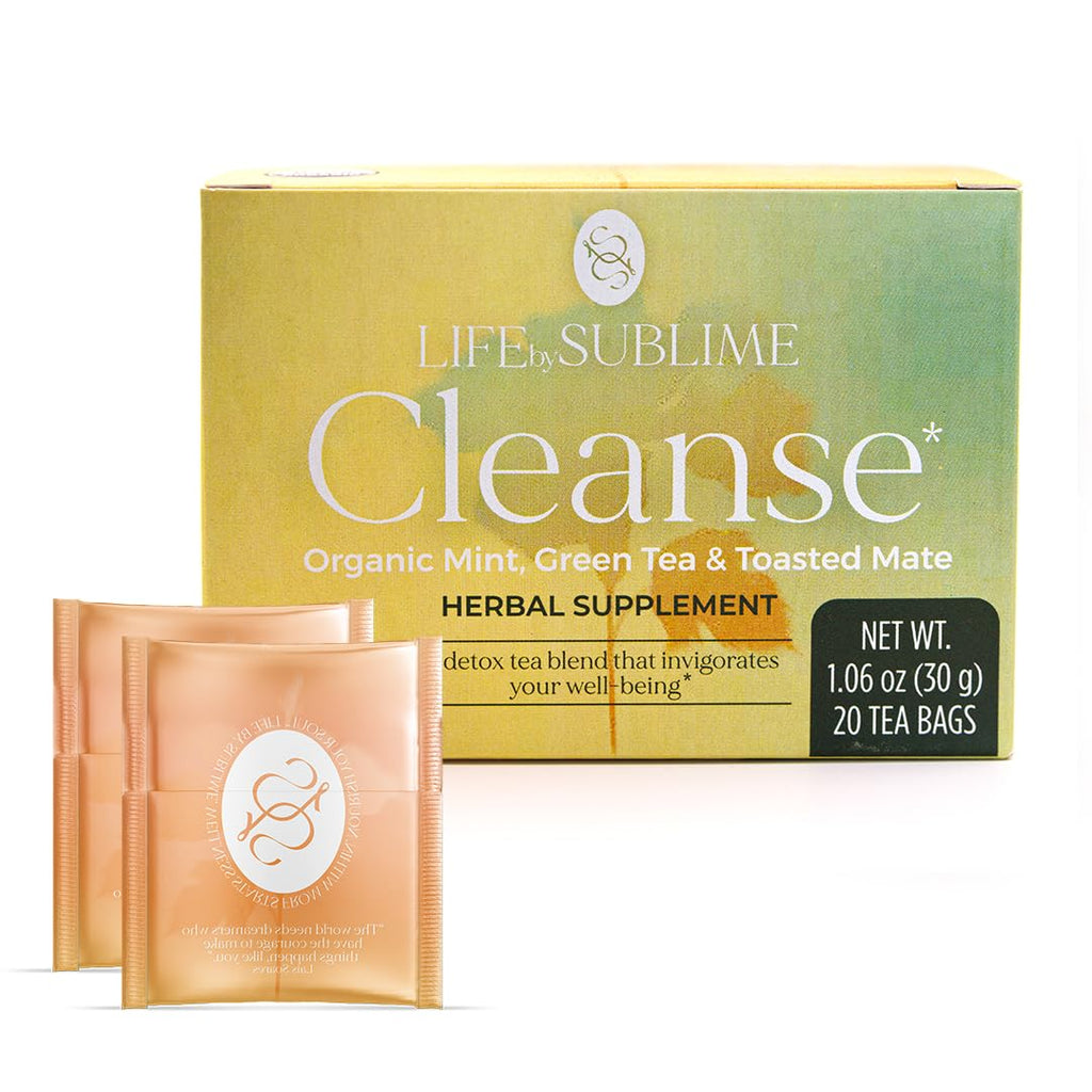 Life by Sublime - Cleanse USDA Organic Mint Green Tea & Yerba Mate, 20 Tea Bags, Naturally Caffeinated Detox Tea, Supports Digestive and Immune Health, Premium Brazilian Harvest