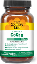 Country Life Simply CoQ10 200mg – Supports Heart Function & Cellular Energy, Vegan Softgels, Certified Gluten-Free, Non-GMO, 60 ct – Cardiovascular Health Supplement