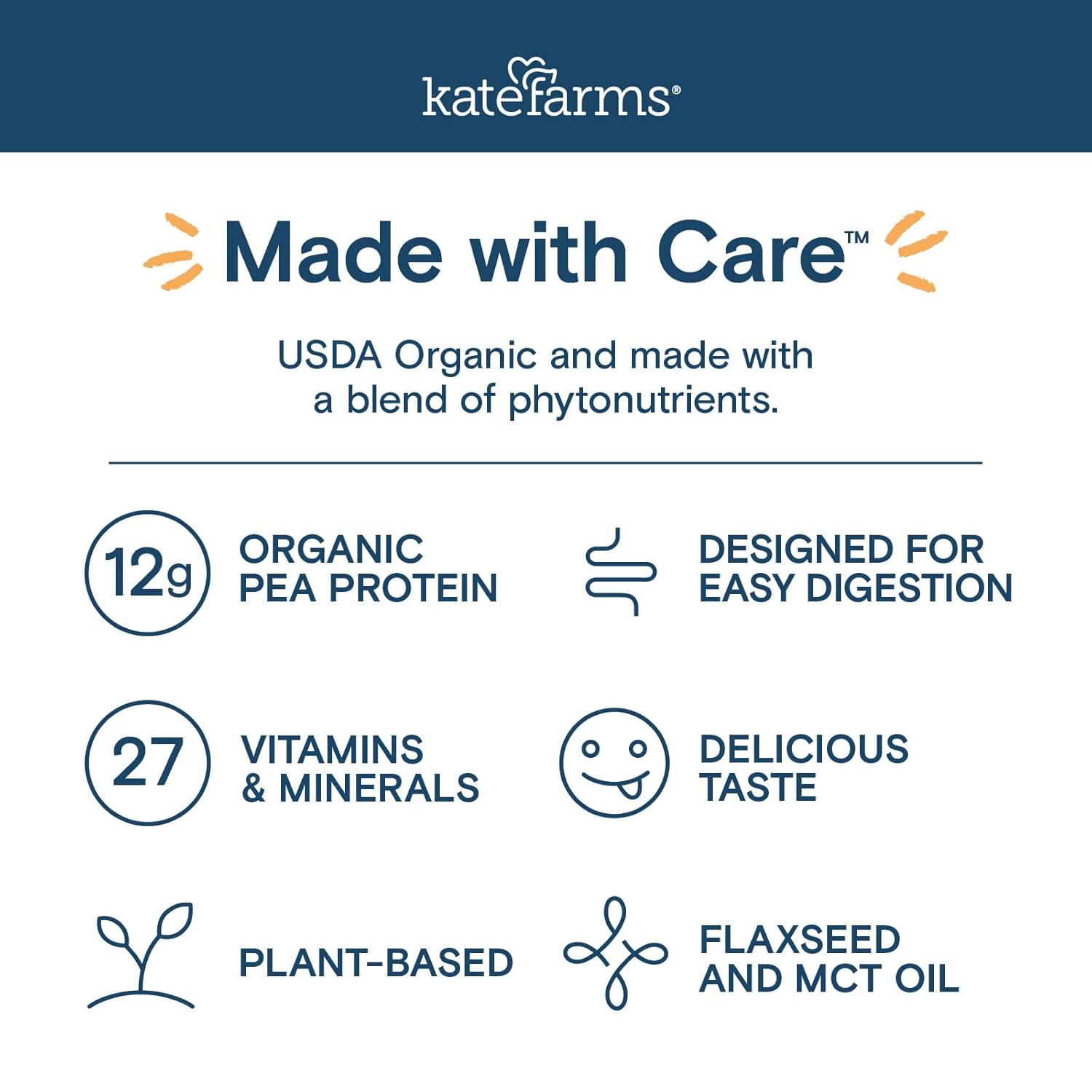 KATE FARMS Organic Pediatric 1.2 High Calorie Chocolate Nutrition Shake, 12g Protein, 27 Vitamins and Minerals, Meal Replacement, 8.45 oz (12 pack)