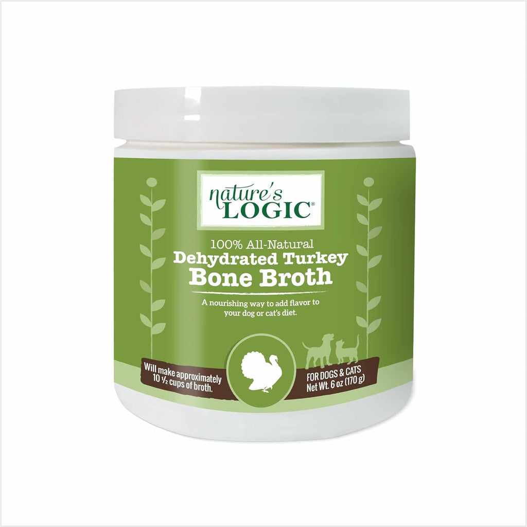 Nature's Logic Dehydrated Bone Broth Powder - 100% Natural Dog & Cat Topper - Rich in Glucosamine & Chondroitin - Boosts Immune System - Gluten-Free, No Synthetic Ingredients - Turkey, 6oz