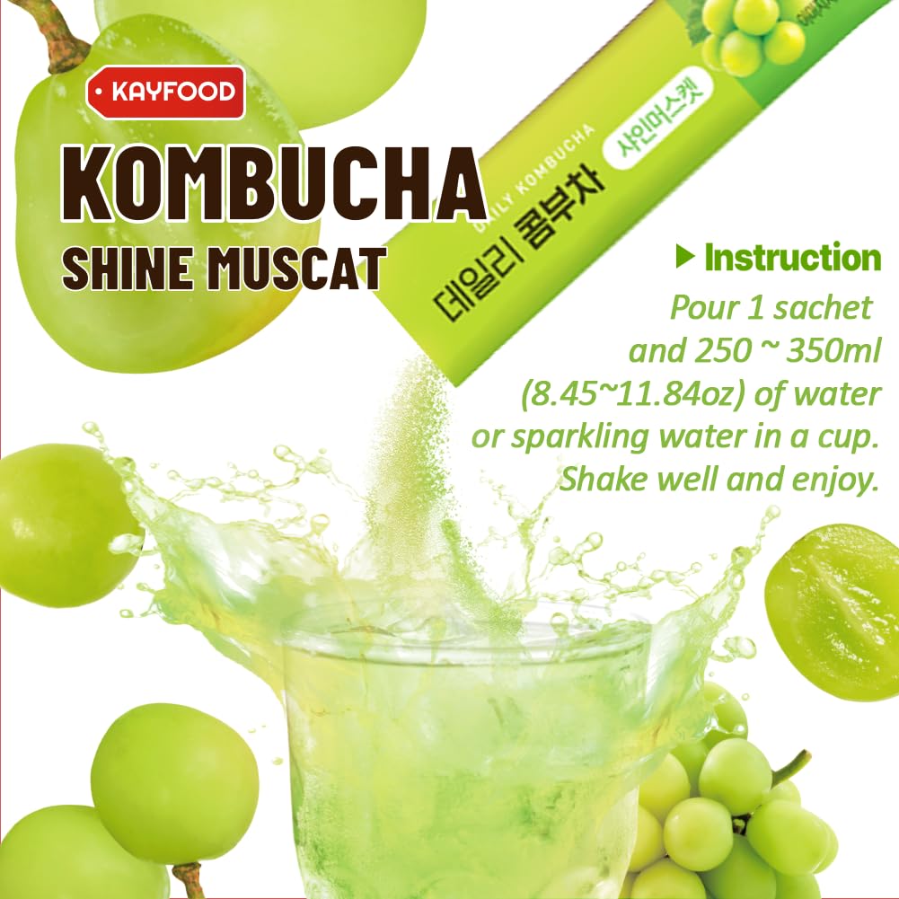 KAYFOOD Garden Daily Shinemuscat Kombucha Tea Powdered Mix, Probiotics & Prebiotics, Zero Sugar, Diet, Healthy Fermented Drinks Korea (20ST)