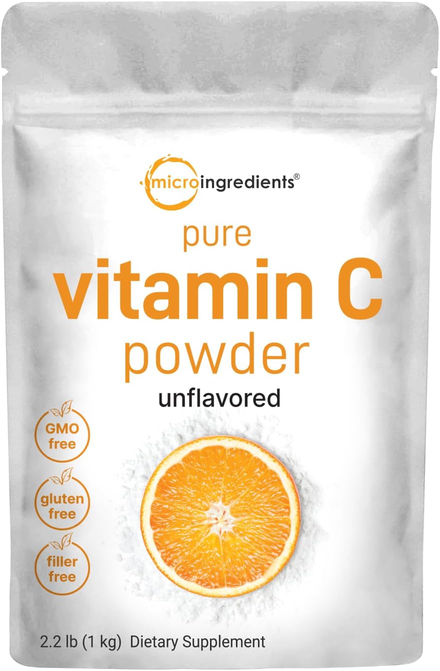 Pure Vitamin C Crystal Powder (Water Soluble Vitamin C 1000mg Per Serving), 1 KG (2.2 Pounds), Immune Vitamins and Strong Antioxidant, Pure Ascorbic Acid Powder Supplement