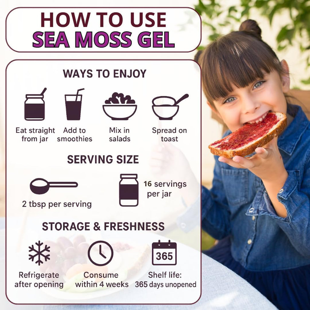 Biolore Grape Splash Sea Moss Gel 16 oz - No Added Sugar, Vegan, Made in USA - Wildcrafted Sea Moss Superfood with 92 Essential Vitamins - Ready to Use, No Prep Needed