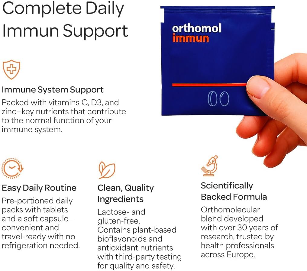 Orthomol Immun Tablet and Capsule, Immune Support Supplement, 30-Day Supply, Vitamins A, B, C, D, E, Zinc, Iodine