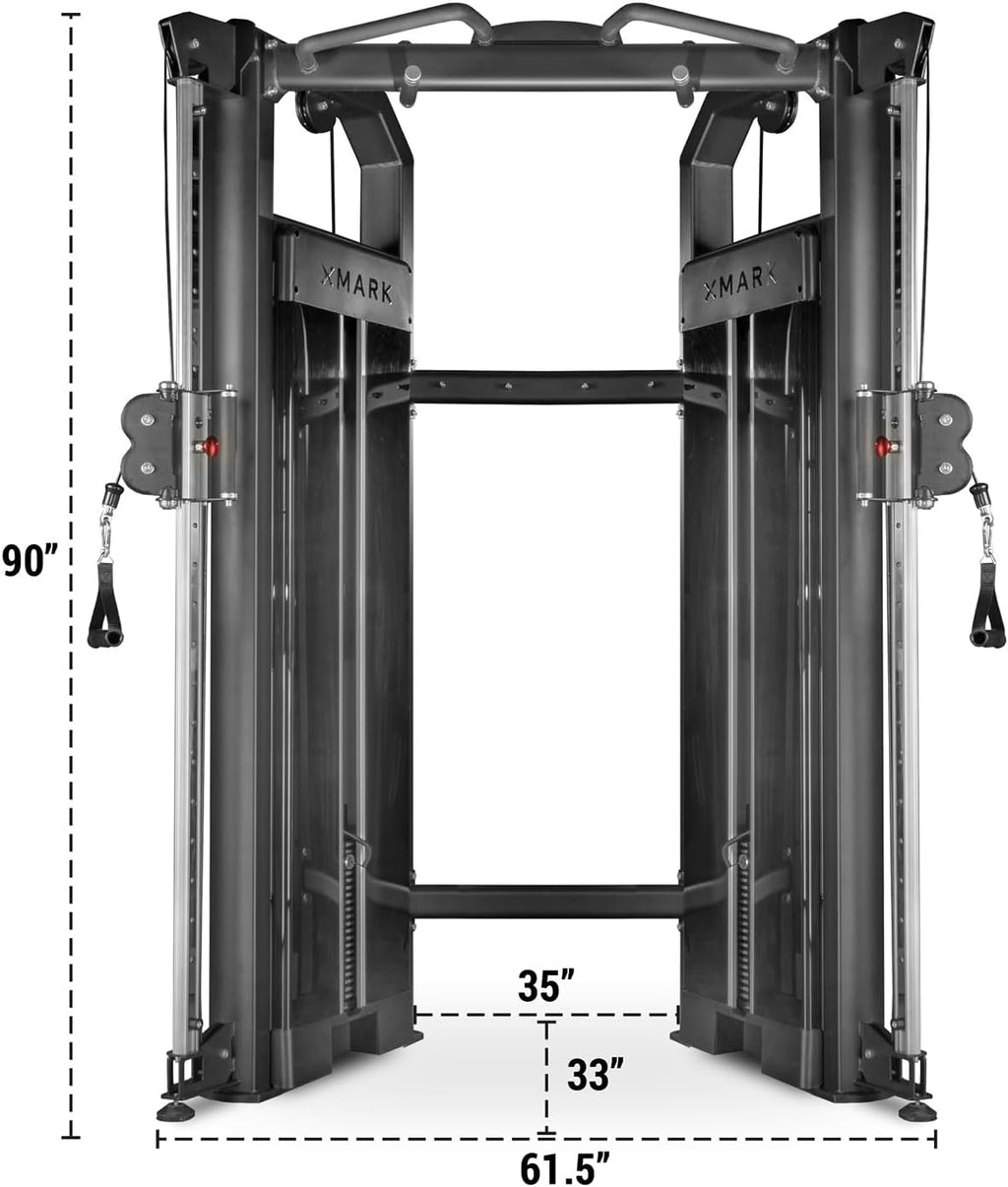 XMARK Functional Trainer with Dual Weight Stacks, All-in-One Cable Machine & Crossover for Full Body Strength Training at Home or Garage Gym