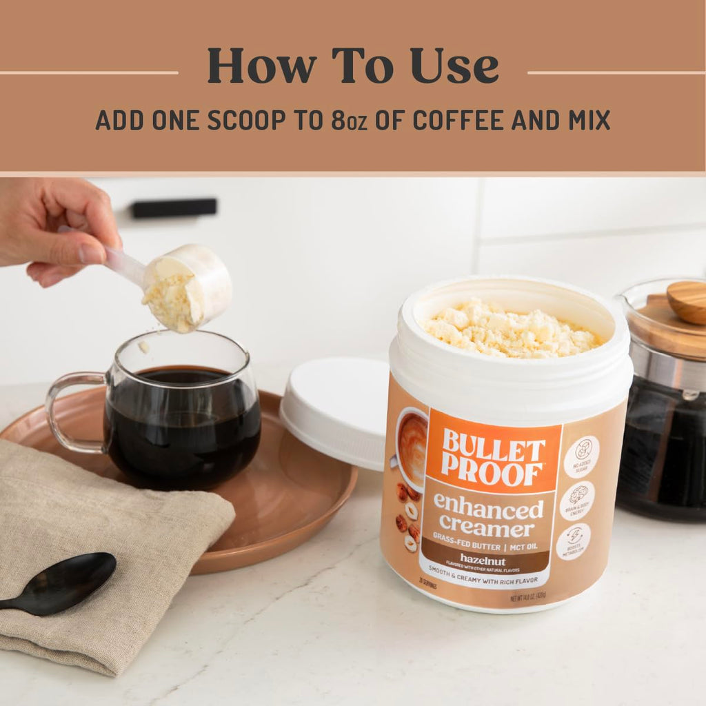 Bulletproof Hazelnut Creamer, 14.8 Ounces, Keto Coffee Creamer with MCT Oil and Grass-Fed Butter