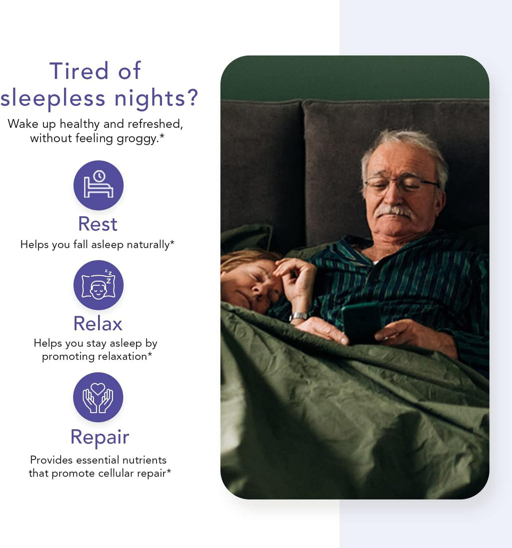 Sleep - 60 Ct | Relax and Fall Asleep Naturally, Wake up Refreshed | NASA Codeveloped Sleep Aid with Valerian Root, Passionflower, Magnesium, Melatonin, Soothing Herbs for Overnight Recovery