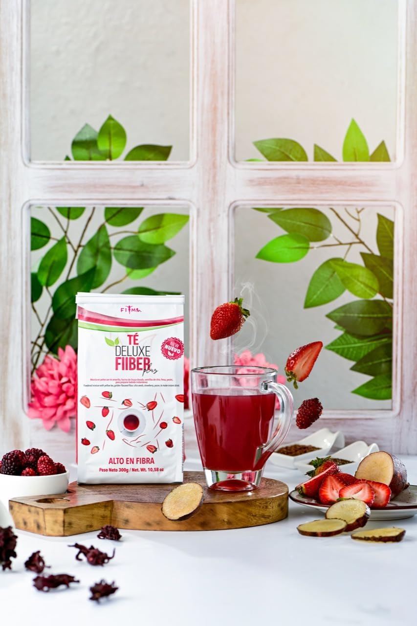 Fiber Plus Blend - Yellow Tea, Golden Flaxseed, Chicory Inulin, BlackBerry and Strawberry. Stevia-Sweetened. 30 Servings.
