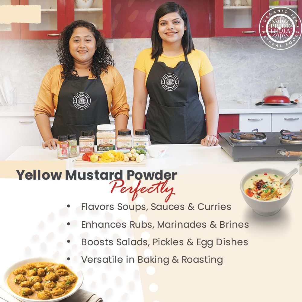 Pride Of India – Yellow Mustard Ground – Gourmet Spice - Ideal for Pickles/Mustard Dressing/Sauces/ Hotdogs – Preservatives & Additives Free – Easy to Store – 8oz. Medium Dual Sifter