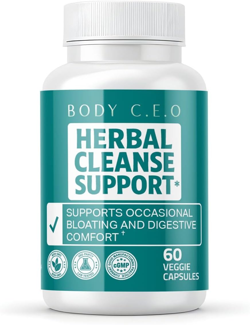 Herbal Cleanse Support - Botanicals & 11-Strain Probiotic Blend - Supports Digestion, Bowel Movements, Gut Balance & Regularity - 60 Veggie Capsules