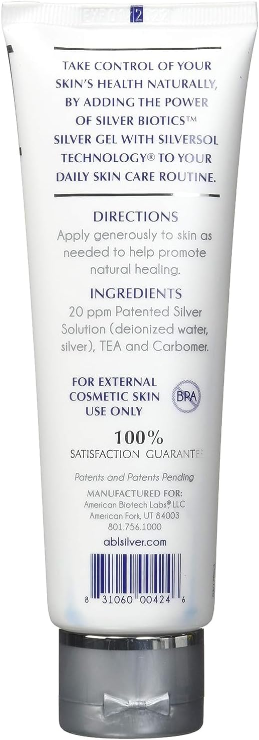 Silver Biotics Patented Multivalent SilverSol Technology | Ag₄O₄ 20 ppm Healing & Soothing Gel | Great for Healing Skin from Scars, Burns, Wounds, Blemishes & More | 4 Oz (Pack of 2)