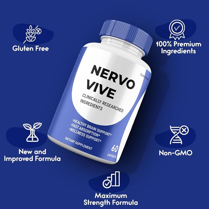 NervoVive Capsules, Nervo Vive Pills All Natural Formula Premium Cognitive Nerve Supplement Nerve Care, 3 Month Supply (3 Pack)