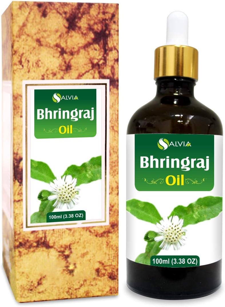 Salvia Bhringraj Oil (Eclipta alba) 100% Pure & Natural - Undiluted Uncut Cold Pressed Premium Oil Use for Aromatherapy, Skin Care & Hair - Therapeutic Grade (3.38 Fl Oz with dropper)
