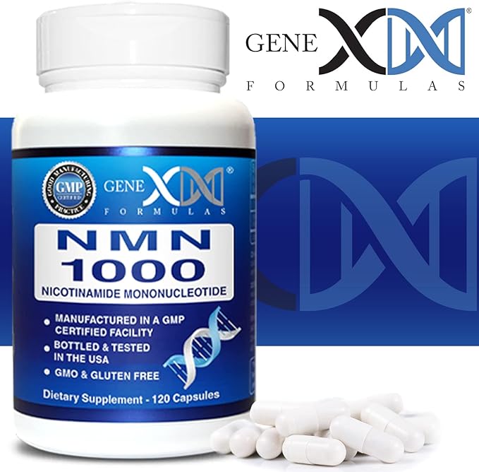 Genex Formulas NMN 1000mg - 99% Pure Shelf Stabilized Supplement Capsules for Increased NAD Levels & Healthy Aging, GMP Certified, 1000mg per Serving, 120 Capsules
