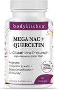 Body Kitchen Mega NAC (N-Acetyl Cysteine) 600 mg with Quercetin, Supports Respiratory Health and Immune Function and Promotes Liver and Kidney Detox, Veggie Caps, (Pack of 1)